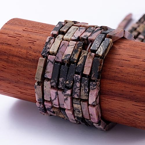 Natural Rhodochrosite Rectangle Tube Beads 4x13mm 38cm (28 Count)