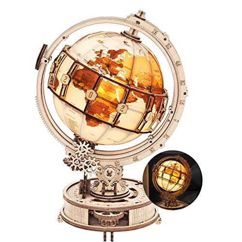 3D Wooden Puzzles for Adults Illuminated Globe with Stand 180pcs 3D Puzzles Built (180 Count)