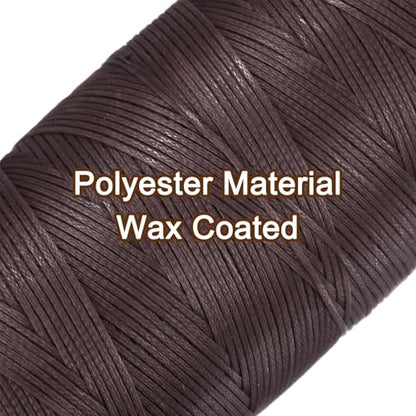 150D 0.8mm Flat Waxed Thread 284 Yards Polyester Leather Sewing Waxed String Hand Stitching Waxed Cord for Leather Stitching Sewing Bookbinding DIY Craft Rosewood Color