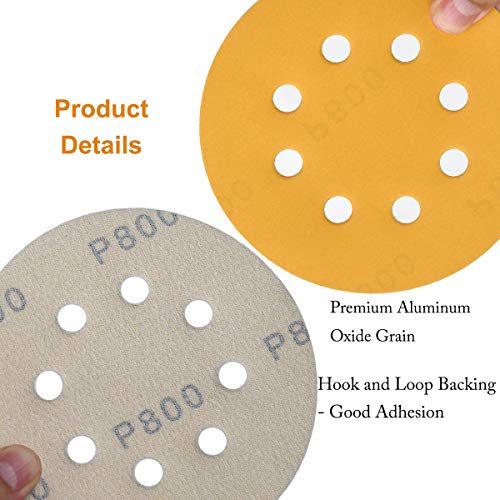 5-Inch 8-Hole Hook and Loop Sanding Discs 800-Grit, 50-Pack (50 Count)