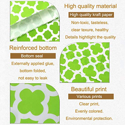 200 Pcs Lime Green Candy Buffet Bags Small Cookie Bags Polka Dot Paper Treat Bag for Wedding Birthday Party