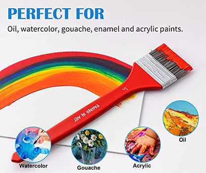 Flat Paddle Paint Brush Set with Long Handle (10 Count)