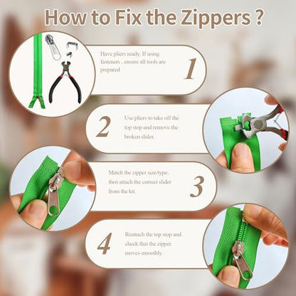 210 Pcs Zipper Repair Kit with Replacement Sliders (210 Count)