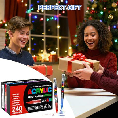 Acrylic Paint Markers for Coloring 240 Colors with 30% More Ink (240 Count)