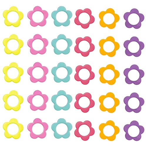 30PCS Mini Size Stitch Markers Flower Shape Metal Stitch Markers Ring Multicolor Crochet Marker Knitting Weaving Tools (30 Count)