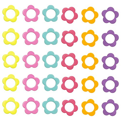 30PCS Mini Size Stitch Markers Flower Shape Metal Stitch Markers Ring Multicolor Crochet Marker Knitting Weaving Tools (30 Count)