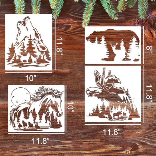 Wood Burning Stencils for Painting 12" Wildlife Stencil (9 Count)