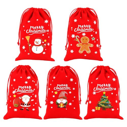 Small Christmas Drawstring Gift Bags (12.2753 Ounce)