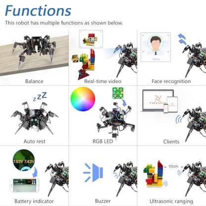 Big Hexapod Robot Kit for Raspberry Pi 5 4 B 3 B+ Zero 2 W