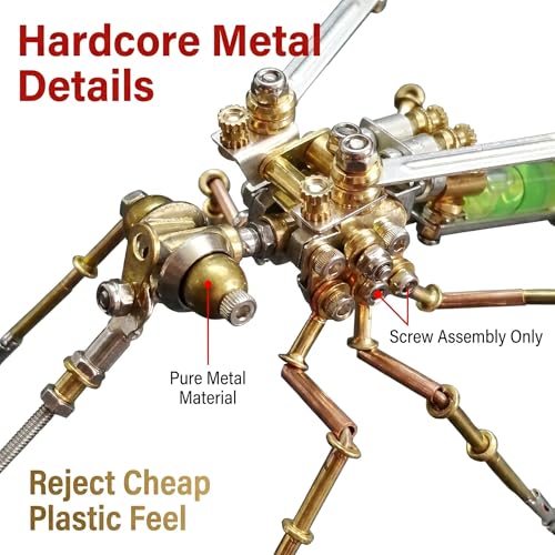 3D Metal Model Mechanical Kits Steampunk Insects Mosquito Puzzle for Adults 140+ Parts 3 Hours Build Cool Desk Decor Christmas & Birthday Gift for Men Father (100 Count)
