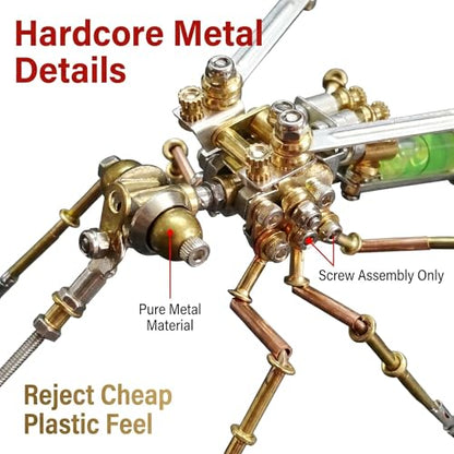 3D Metal Model Mechanical Kits Steampunk Insects Mosquito Puzzle for Adults 140+ Parts 3 Hours Build Cool Desk Decor Christmas & Birthday Gift for Men Father (100 Count)