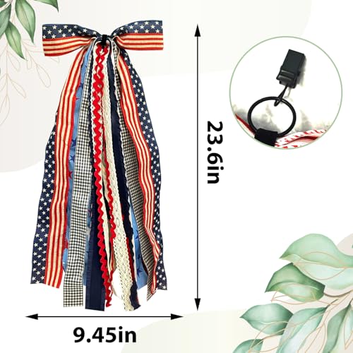 Large Patriotic Star Ribbons Bow for Wreath