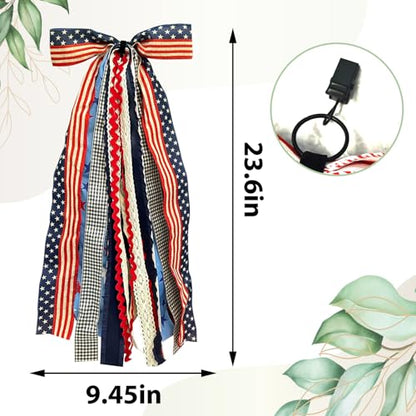 Large Patriotic Star Ribbons Bow for Wreath