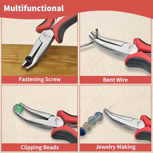 5-Pack 5-Inch Bent Nose Pliers for Jewelry Making, Spring Loaded (5 Count)