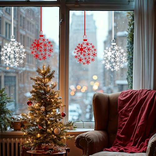 Christmas Window Stencils for Glass Large Snowflake Bauble Stencil (8 Count)