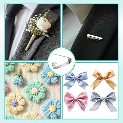 100 Pcs Brooch Pin Backs Bar Pins Backs for Crafts Safety Clasp with Plastic Box (100 Count)