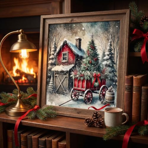 Christmas House Stamped Cross Stitch Kits for Beginners Adults 11CT