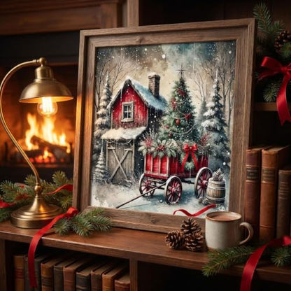 Christmas House Stamped Cross Stitch Kits for Beginners Adults 11CT