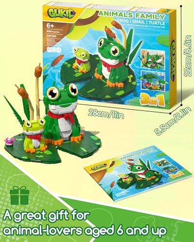 3-in-1 Frog, Turtle & Snail Family Building Set, Creative Animal Toy