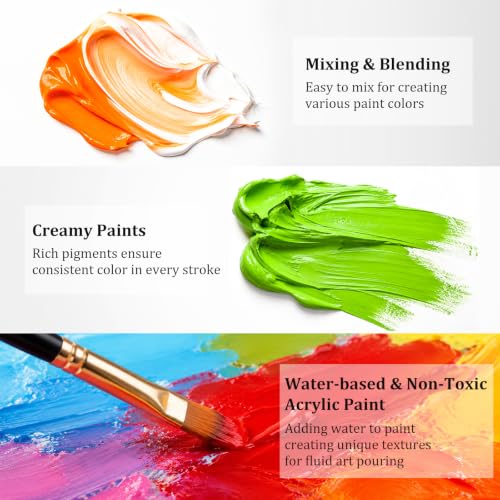36 Colors Acrylic Paint Set with 12 Brushes (72 Fl Oz)