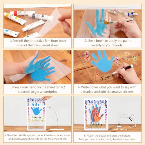 Family Handprint Kit with Light Handprint Frame Kit for New Parents Newborn