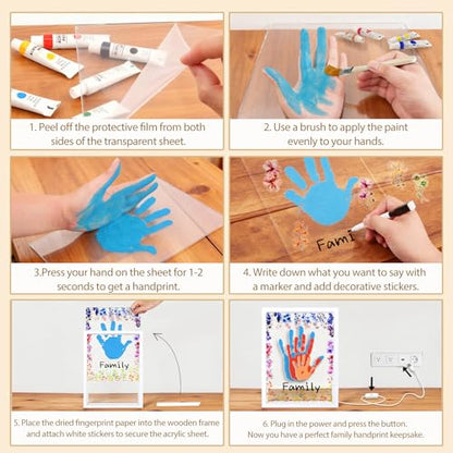 Family Handprint Kit with Light Handprint Frame Kit for New Parents Newborn