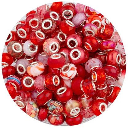 Red Mix Large Hole Beads (100 Count)