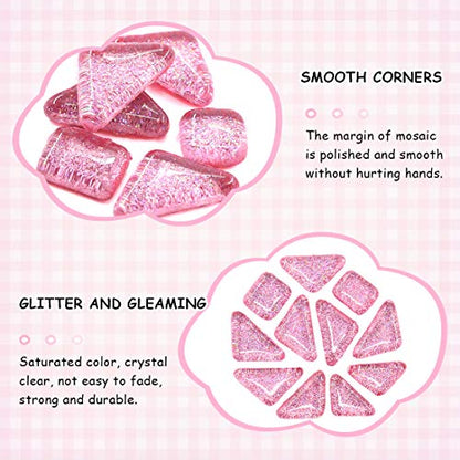 1 Pound Pink Shine Crystal Series Mosaic Tiles Assortment Kit
