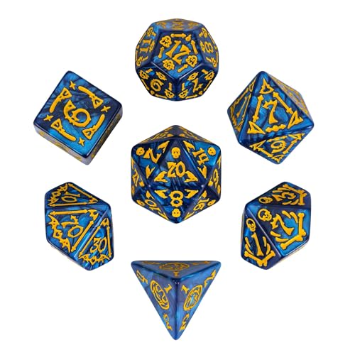 7 Die DND Dice Set Scary Pattern Polyhedral Dice Set with Dice Bag (7 Count)