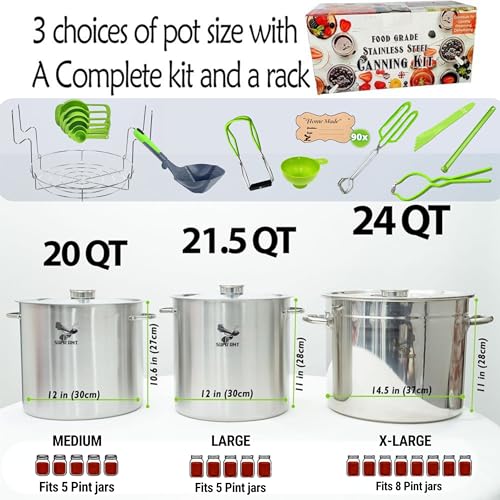 Food Grade 24 Qt Stainless Steel Canning Pot with Rack and Lid