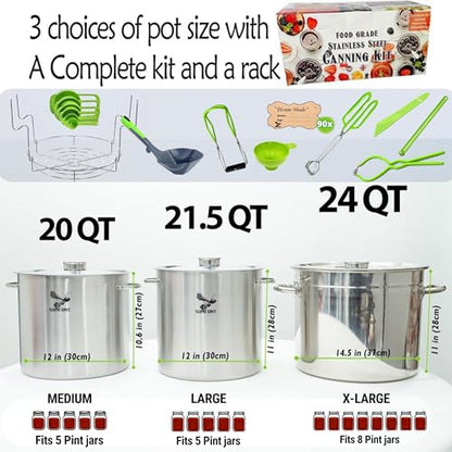 Food Grade 24 Qt Stainless Steel Canning Pot with Rack and Lid