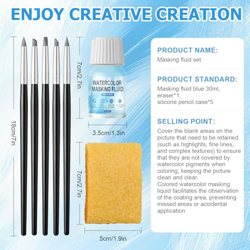 Blue Masking Fluid for Watercolor Painting