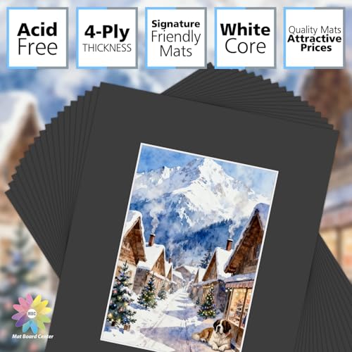 Mat Board Center 25 Pack 8x10 Picture Mat for 5x7 Photo Black