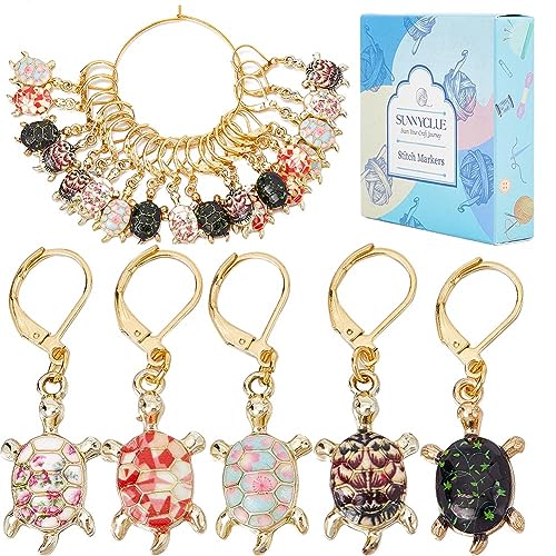 1 Box 20Pcs Stitch Marker Charms Locking Stitch Marker Metal Clip on Removable Lobster Clasps Leverback Stitch Markers for Knitting Weaving Sewing Needleworks Women DIY Crafts Gift Supplies (20 Count)