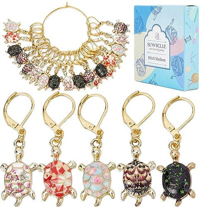 1 Box 20Pcs Stitch Marker Charms Locking Stitch Marker Metal Clip on Removable Lobster Clasps Leverback Stitch Markers for Knitting Weaving Sewing Needleworks Women DIY Crafts Gift Supplies (20 Count)