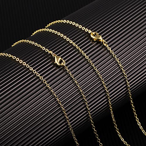 Wholesale 12 PCS Gold Plated Solid Brass Flat Cable Chain (12 Count)