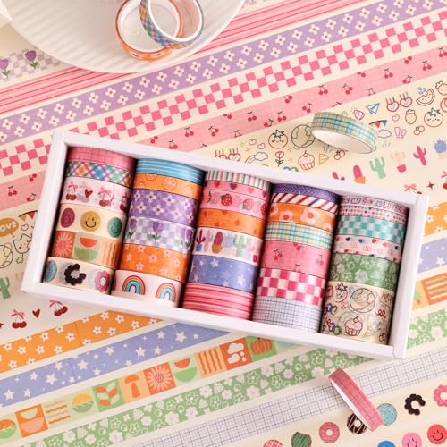 32 Rolls Colorful Cute Floral Writable Washi Tape Set (32 Count)