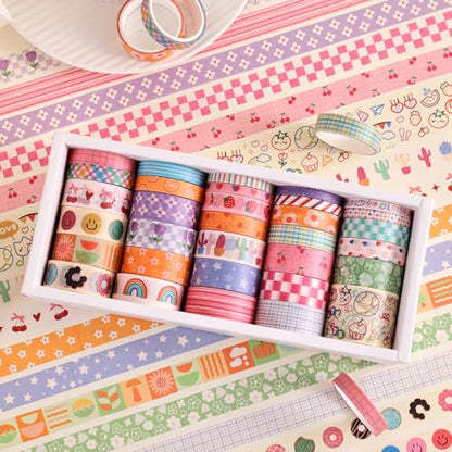 32 Rolls Colorful Cute Floral Writable Washi Tape Set (32 Count)