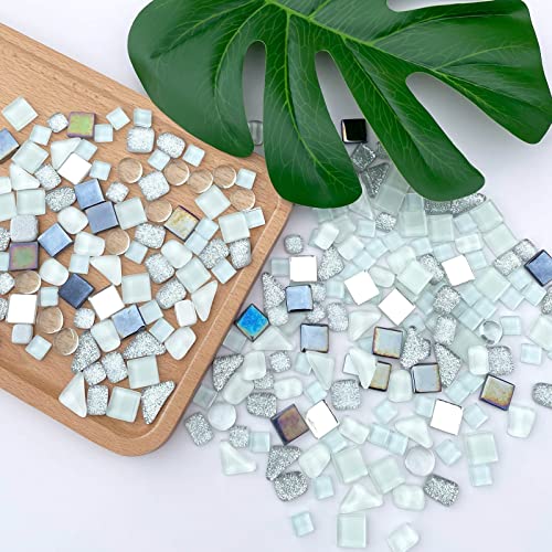 Assorted Silver White Irregular Crystal Mosaic Tiles (9 Ounce)