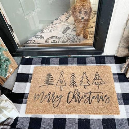 Christmas Stencils for Door Mats Reusable Large Doormat Stencils for Painting Christmas Stencil Merry Christmas Tree Templates for Doormats Wood Sign Door Hang Crafts (10 Count)