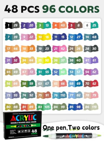 96 Colors Acrylic Paint Markers with 48 Dual