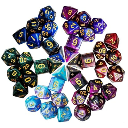 DND Dice Set 42 Pcs Polyhedral Dungeons and Dragons Rolling Dice for D&D RPG MTG Table Games Dice Bulk with Colorful Drawstring Bags and Dice Tray (49 Count)