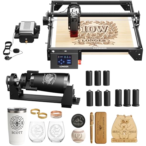 Laser Engraver Ray5 10000mW Engraver Machine DIY CNC Laser Cutter Tool for Metal Glass Wood Working Area 15.7 "x15.7" with Air Assist Rotary Roller Kit Laser