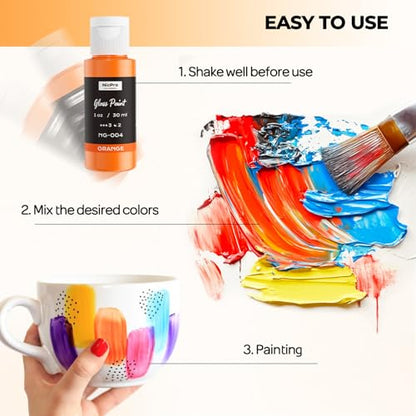 18 Colors Stained Glass Paint Set (18 Fl Oz)
