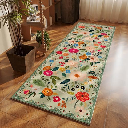 Runner Rug for Hallways Kitchen Rug Non Slip 2'6''x8' Washable Runner Rugs with Rubber Backing Soft Floral Carpet Runner for Hallways