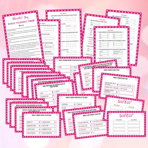 Valentine's Day Friendly Feud Game with 2 Answer Buzzers for Party (30 Count)