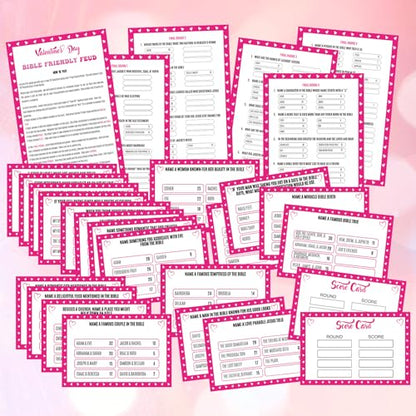 Valentine's Day Friendly Feud Game with 2 Answer Buzzers for Party (30 Count)