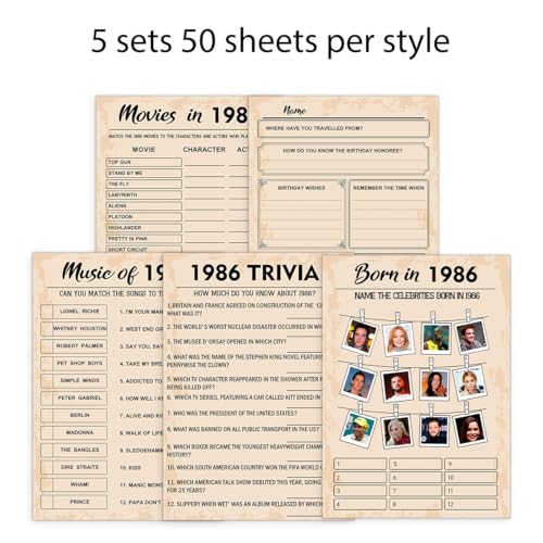 40th Birthday Party Games (5 Count)