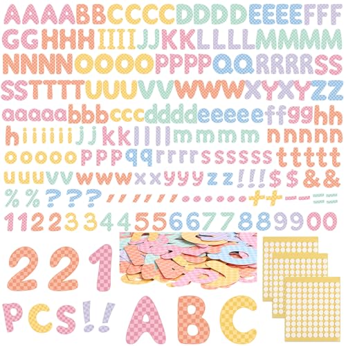 221 Pcs Pastel Checkered Bulletin Board Letters for Classroom (221 Count)