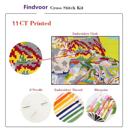 Stamped Cross Stitch Kits for Beginner Embroidery Kits for Beginners Adults DIY 11CT Cross Stitch Patterns Needlepoint Kits Crossstitching Kits